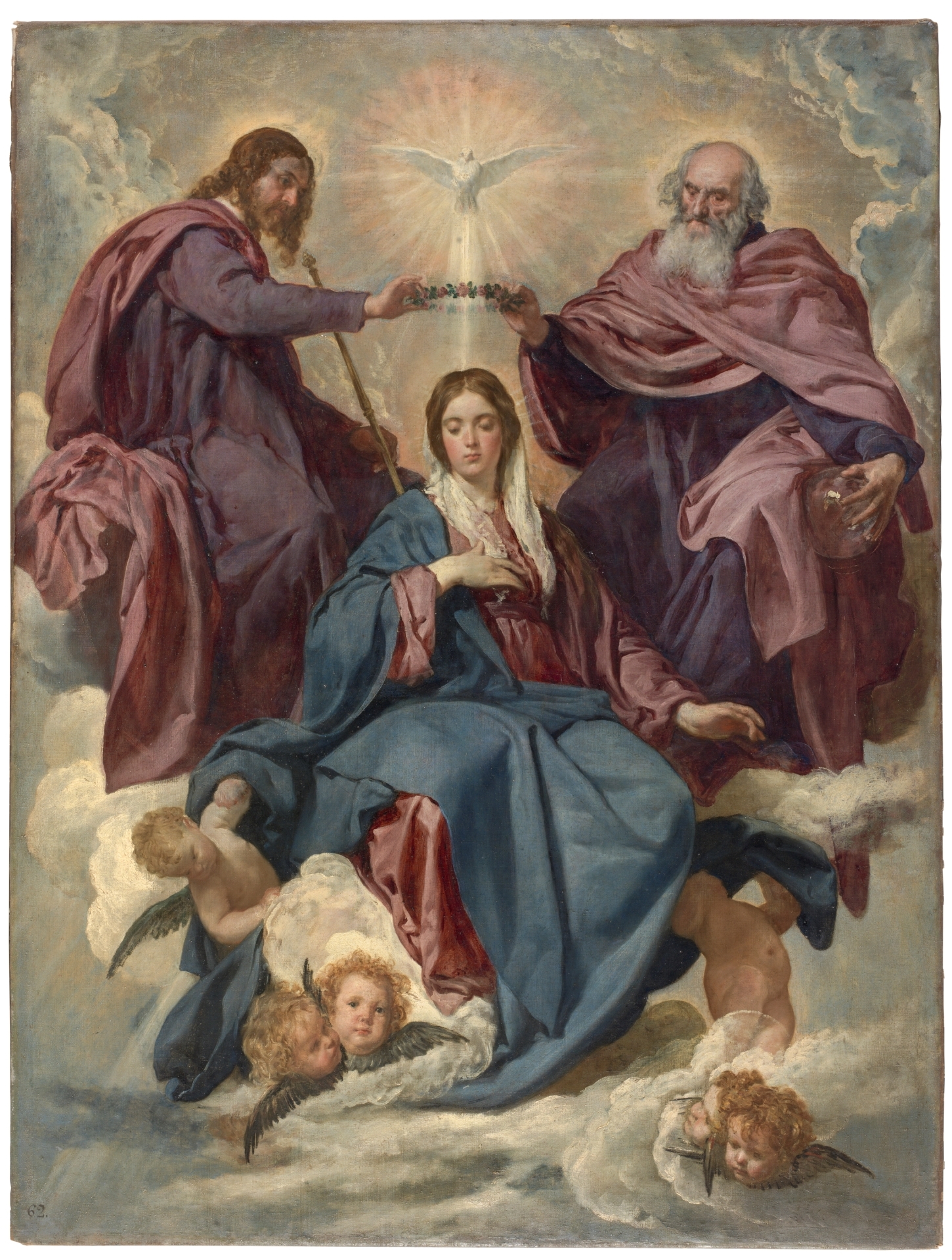 The Coronation of the Virgin painted by Diego Rodríguez de Silva y Velázquez, 1636, Museo del Prado.